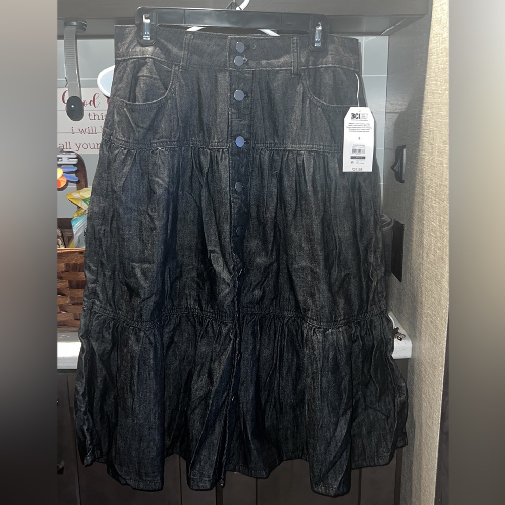 Black tiered skirt mid calf